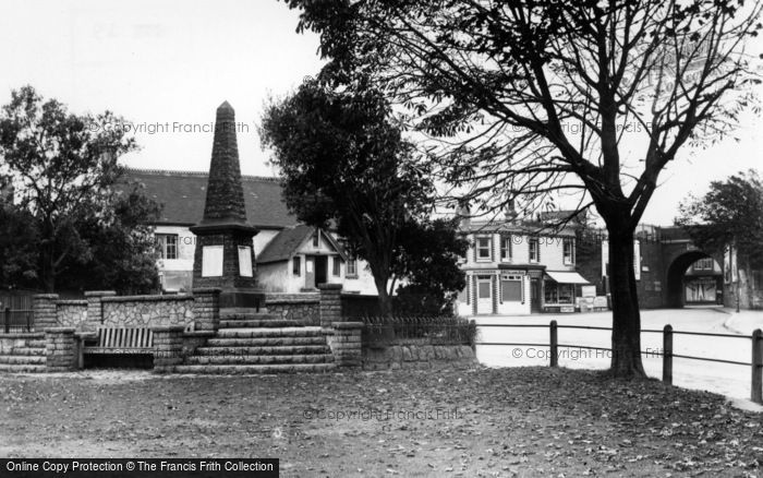Photo of Southwick, The Memorial And Bus Stop c.1950