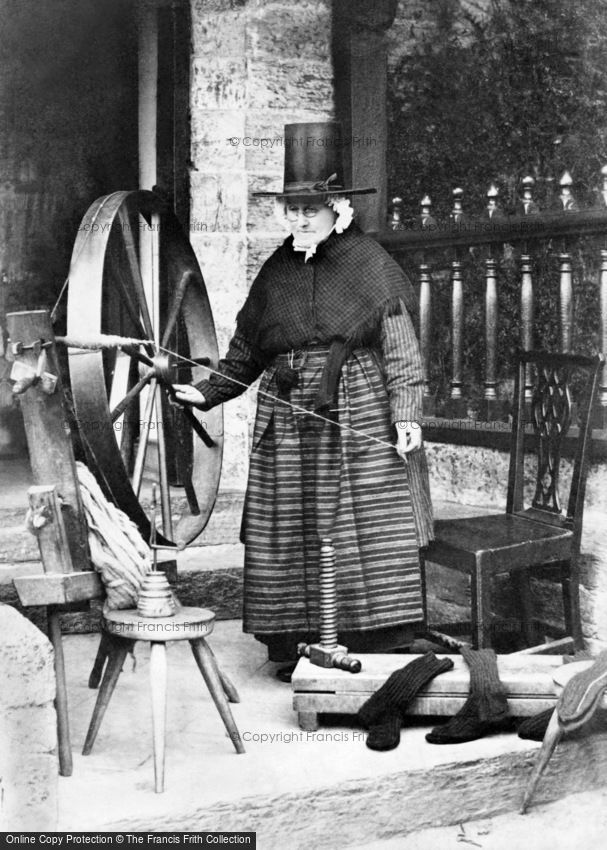 Special Subjects, a Welsh Lady Spinning c1863