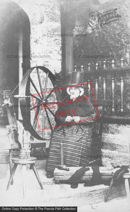 Photo of A Welsh Lady With Spinning Wheel c.1900