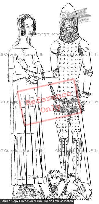 Photo of Artist's Impression Of A Knight And His Lady From A Memorial Brass In Ingham Church, Norfolk