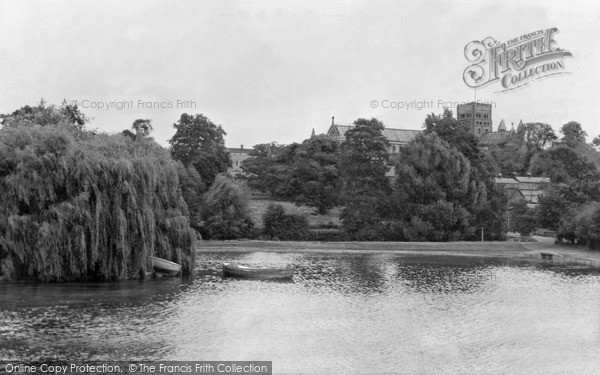 Photo of St Albans, Cathedral And Abbey Church From The Lake c.1955