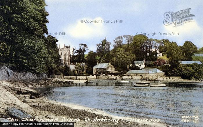 Photo of St Anthony In Meneage, The Church And Beach c.1960