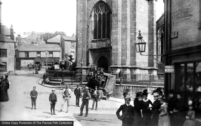 Photo of St Austell, People By The Church 1890