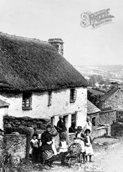 Cottage And Villagers 1890, St Cleer