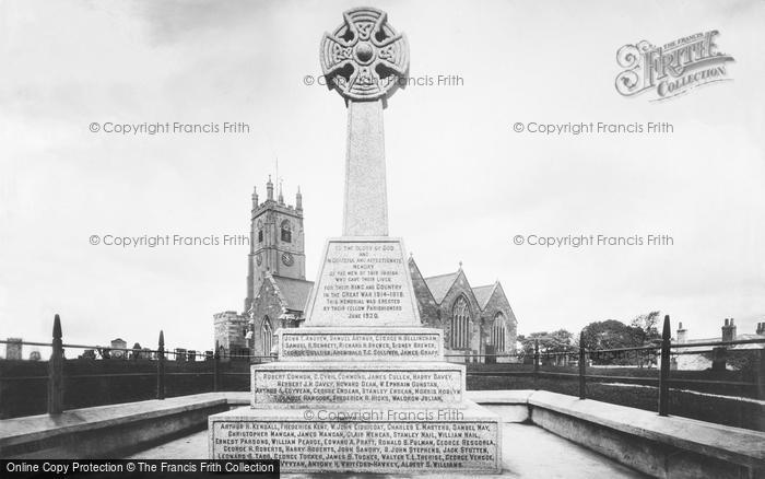 Photo of St Columb Major, Parish Church And War Memorial 1922