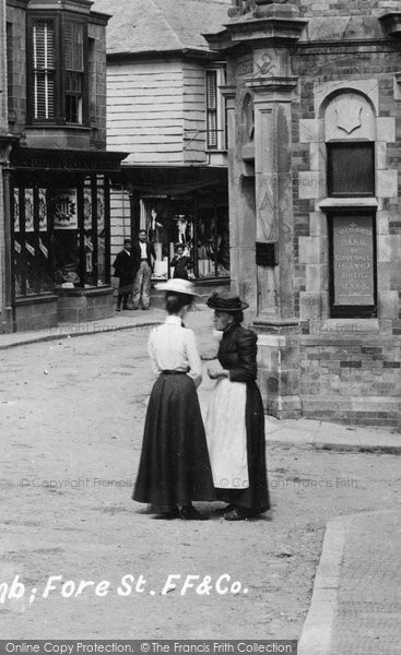 Photo of St Columb Major, Women Gossiping 1901