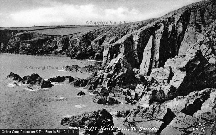 Photo of St Davids, The Cliffs, Non's Well c.1955