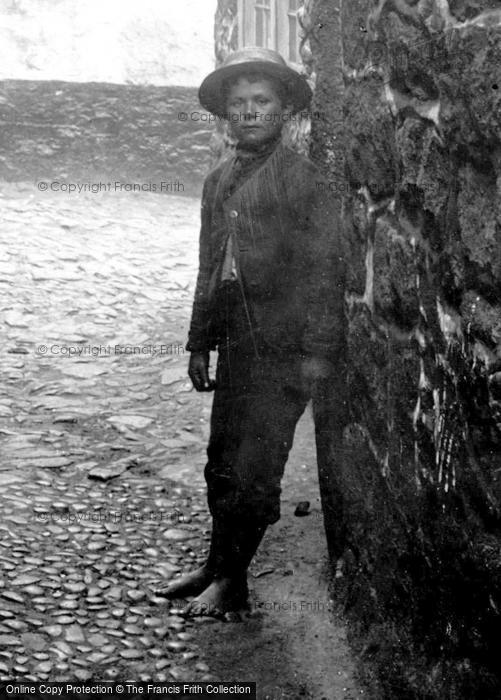 Photo of St Ives, A Boy In Hicks Court 1892
