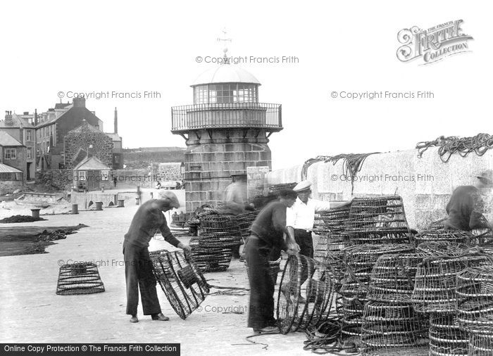 Photo of St Ives, Fishermen Checking Lobster Pots At Smeaton's Pier 1925