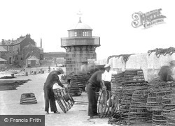 Fishermen Checking Lobster Pots At Smeaton's Pier 1925, St Ives