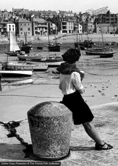 Photo of St Ives, Girl By The Harbour c.1955