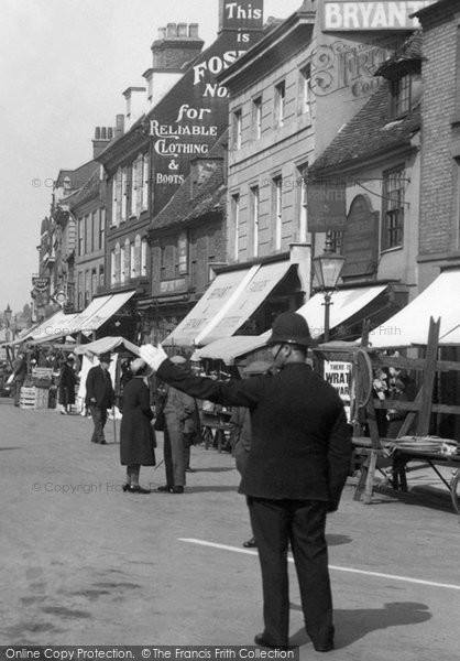 Photo of St Ives, Policeman, Market Hill 1931