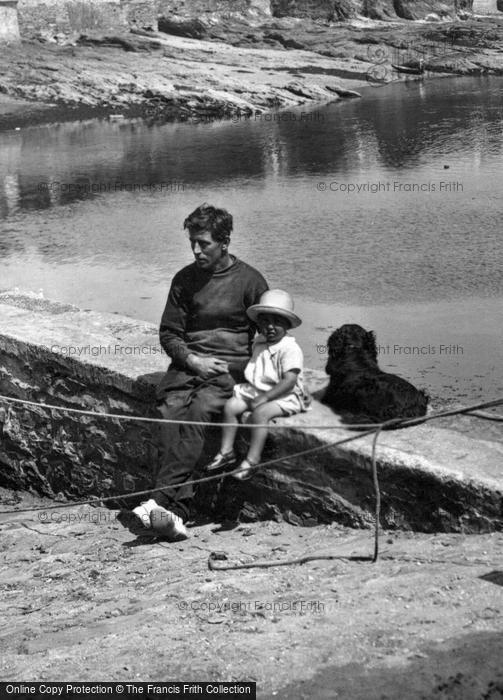 Photo of St Mawes, Father, Son And Dog 1930