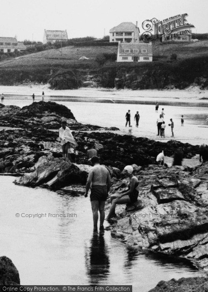 Photo of St Merryn, Bathers At Treyarnon Pool c.1955