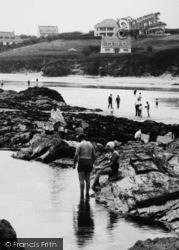 Bathers At Treyarnon Pool c.1955, St Merryn