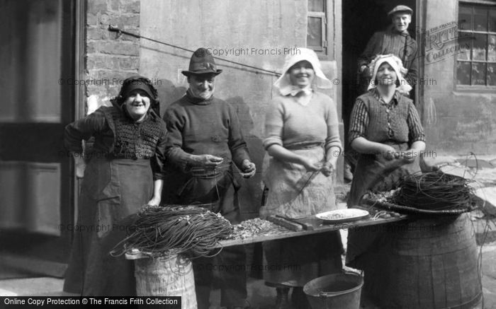 Photo of Staithes, Baiting The Lines c.1900