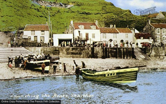 Photo of Staithes, Launching The Boats c.1960