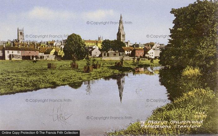 Photo of Stamford, St Mary's Church And Reflections c.1955