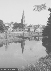 St Mary's Church From The River c.1955, Stamford