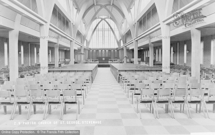 Photo of Stevenage, Parish Church Of St George Interior c.1960