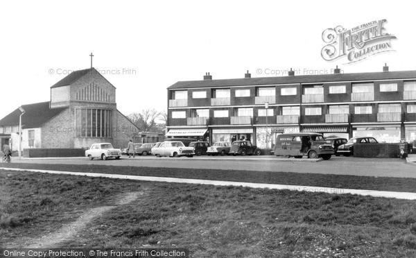 Photo of Stevenage, St Peter's Church And Marymead Shops c.1960