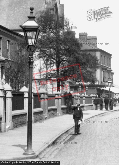 Photo of Stockton On Tees, Boy Beside Lamp Post 1896