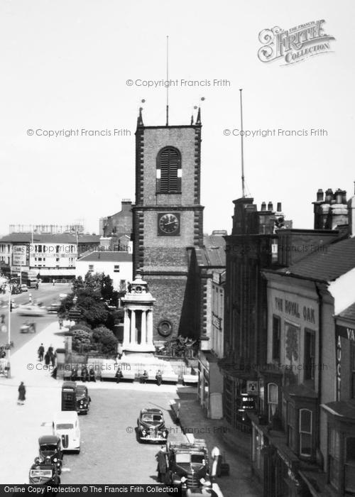 Photo of Stockton On Tees, Parish Church Of St Thomas From High Street c.1955