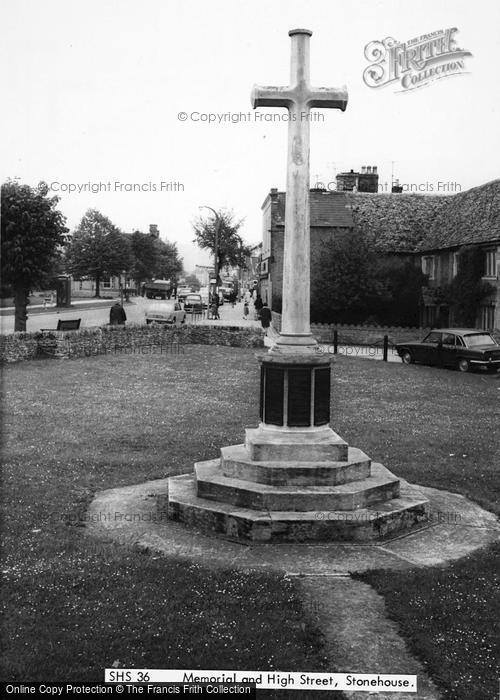 Photo of Stonehouse, War Memorial And High Street c.1960
