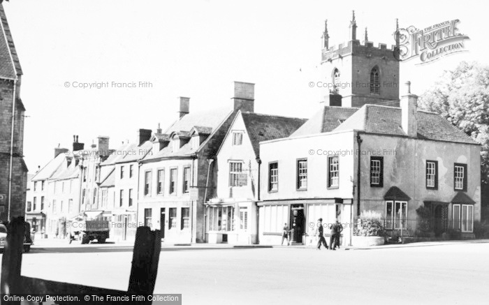 Photo of Stow On The Wold, The Stocks And St Edward's Church c.1955