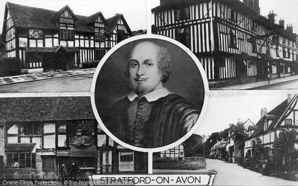 Photo of Stratford Upon Avon, Composite With William Shakespeare c.1955