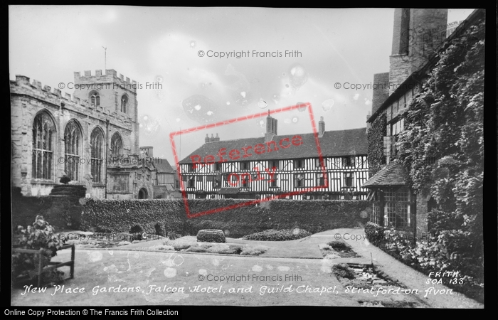Photo of Stratford Upon Avon, New Place Gardens, Falcon Hotel And Guild Chapel c.1955