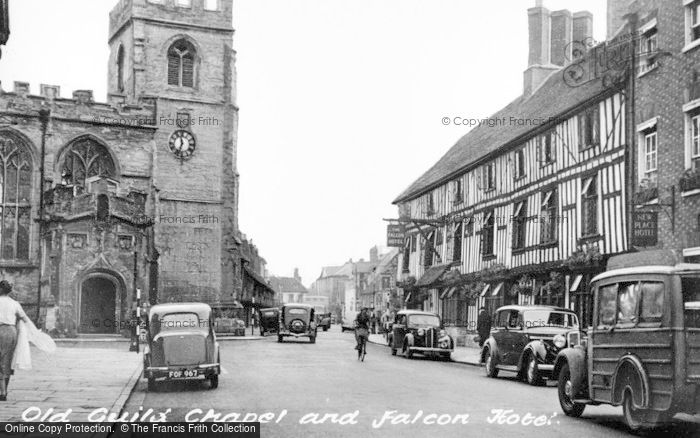 Photo of Stratford Upon Avon, Old Guild Chapel And Falcon Hotel c.1955