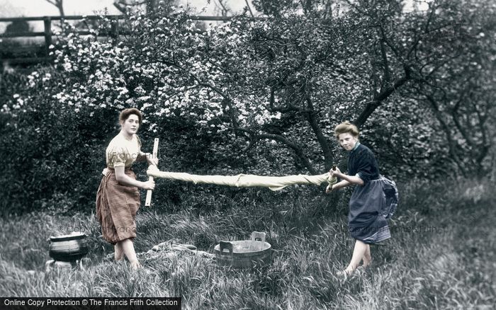 Photo of Strathpeffer, Highland Girls Wringing The Washing c.1890