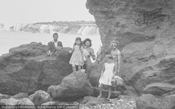 Photo of Studland, A Family On The Rocks c.1955
