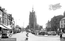 Market Hill And St Peter's Church c.1950, Sudbury
