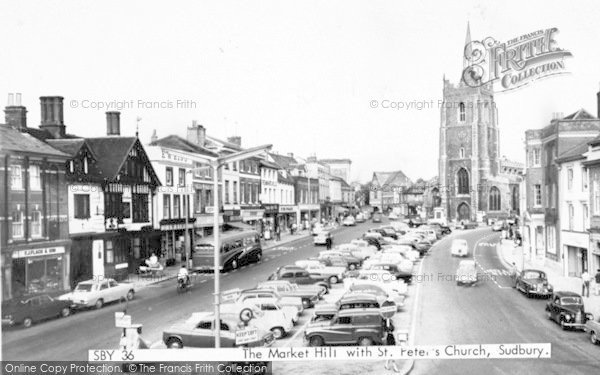 Photo of Sudbury, Market Hill With St Peter's Church c.1960