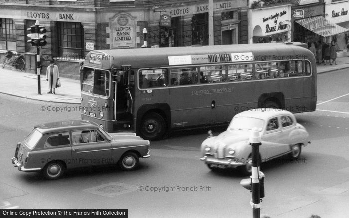 Photo of Sutton, Bus And Austin A40 Cars c.1960