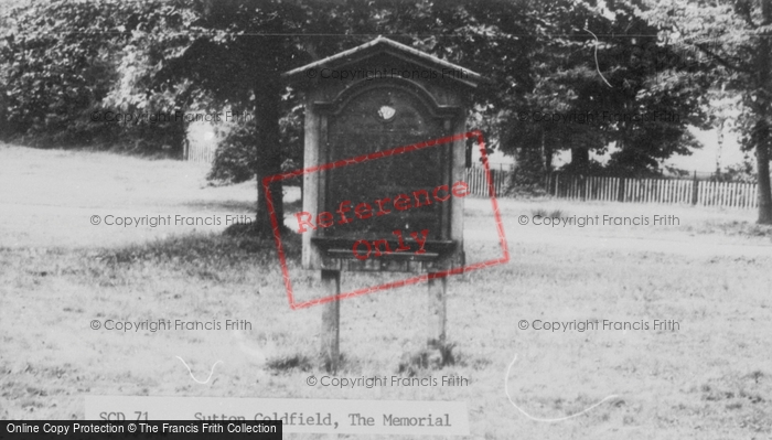 Photo of Sutton Coldfield, The Memorial c.1960