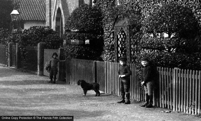 Photo of Sutton On Trent, Boys And Dog In High Street 1913