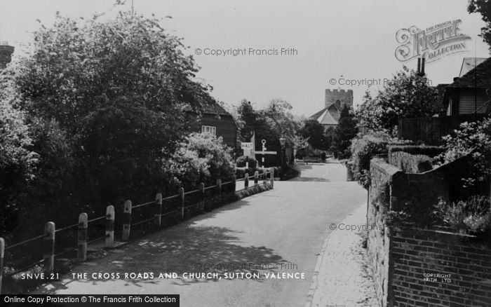 Photo of Sutton Valence, The Cross Roads And Church c.1955