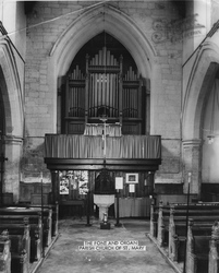The Font And Organ, Parish Church Of St Mary c.1955, Swaffham Bulbeck