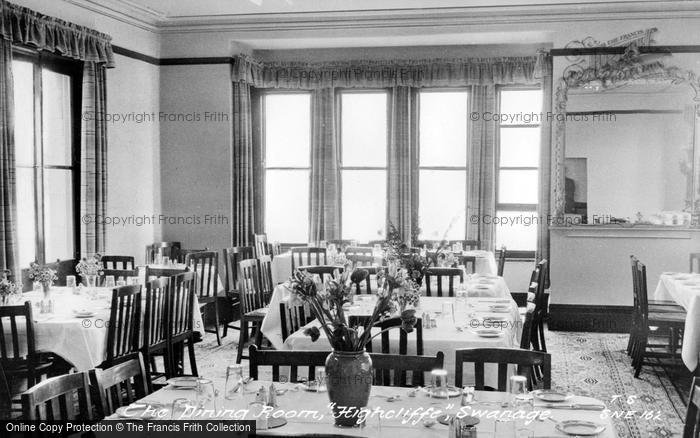 Photo of Swanage, Highcliffe, The Dining Room c.1950