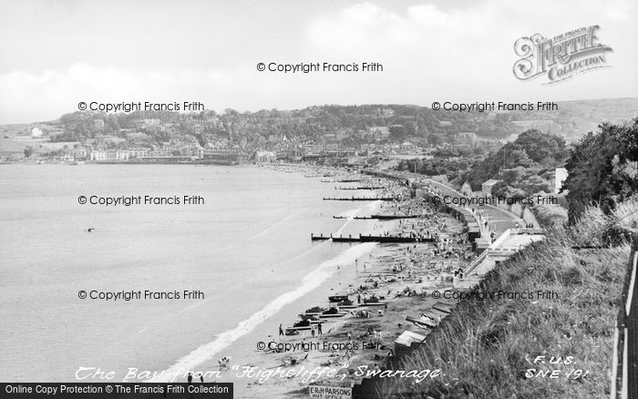 Photo of Swanage, The Bay From Highcliffe Lawn c.1950