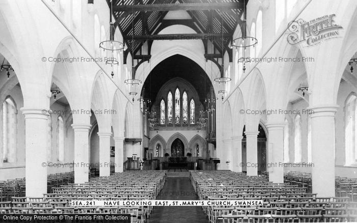 Photo of Swansea, St Mary's Church, Nave Looking East c.1965