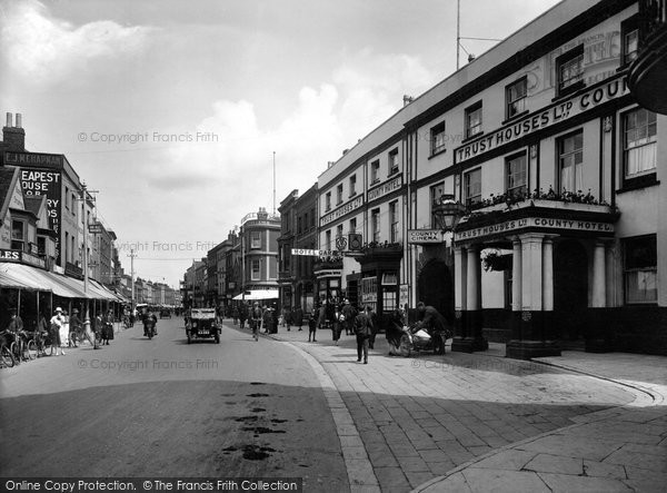 Photo of Taunton, East Street And The County Hotel 1925