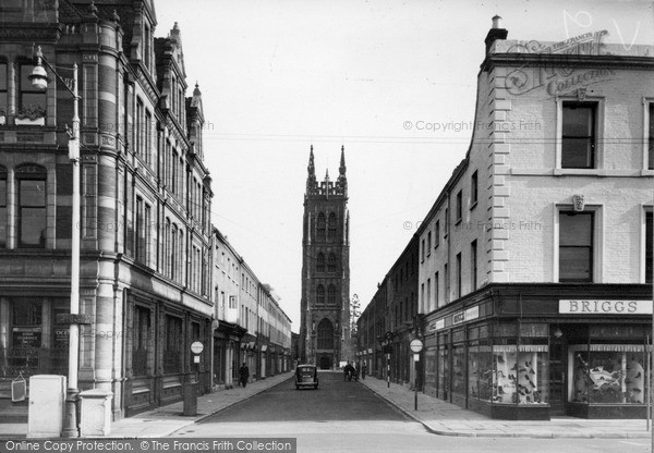 Photo of Taunton, Hammett Street And St Mary's Church c.1955
