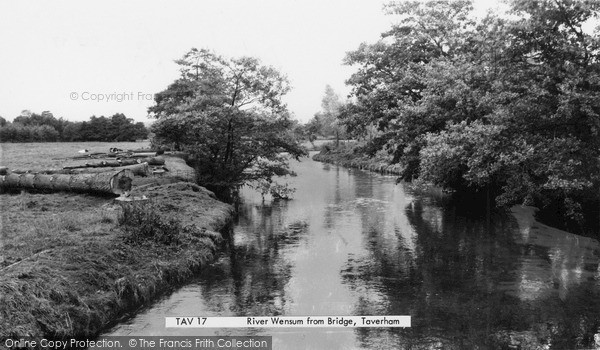 Photo of Taverham, River Wensum From The Bridge c.1960