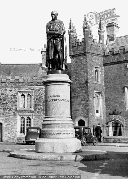Photo of Tavistock, Duke Of Bedford Statue c.1955