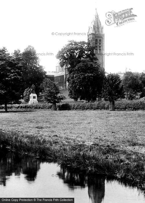 Photo of Tavistock, Fitzford Church And Drake's Statue 1893