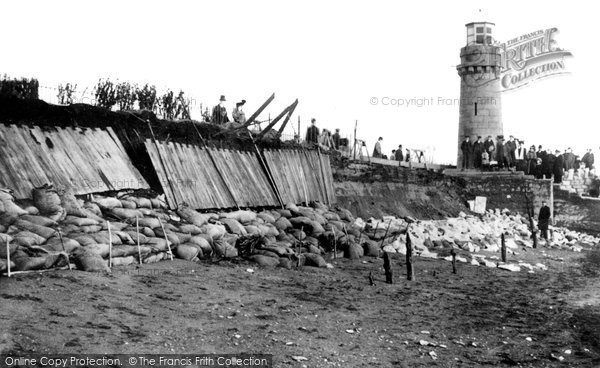 Photo of Teignmouth, Broken Wall Near Lighthouse 1908